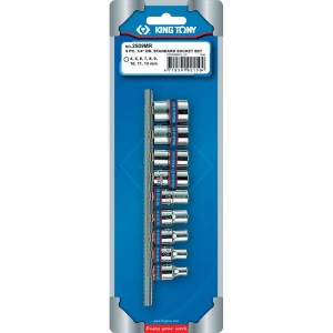 набор торцевых головок! 1/4'', шестигранные, 4-13 мм, 9 предметов\ 2509MR KING TONY