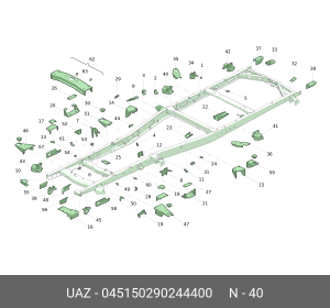 Кронштейн УАЗ-452 рессоры передней/задней правый задний (ОАО УАЗ) 045150290244400 UAZ UAZ