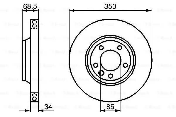 Диск тормозной VW Touareg (02-) AUDI Q7 (06-) PORSCHE Cayenne передний (1шт.) BO 0 986 479 251 BOSCH