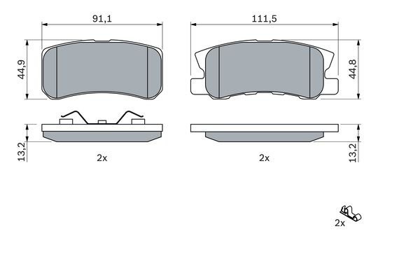 Колодки тормозные MITSUBISHI ASX,Outlander (06-),Pajero (00-) задние (4шт.) BOSC 0 986 424 717 BOSCH