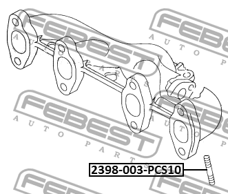 Шпилька выпускного коллектора SKODA OCTAVIA (1U/1Z) (компл- 10 шт) 2398-003-PCS1 2398-003-PCS10 FEBEST