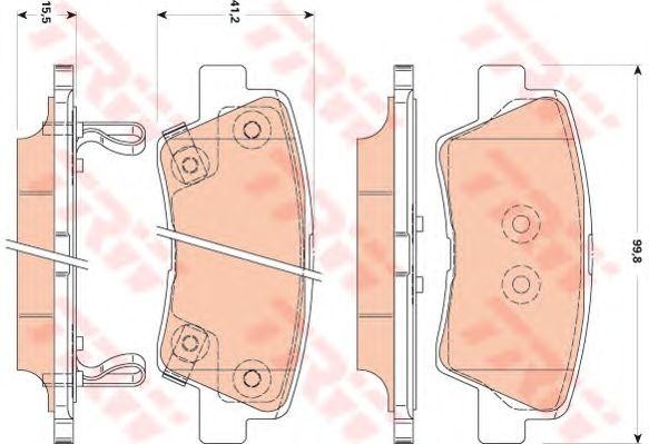 Колодки задние HYUNDAI SOLARIS, I30 II, I40, TUCSON (JM), KIA SOUL, RIO III GDB3 GDB3494 TRW