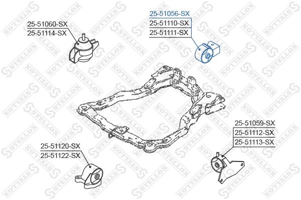 подушка ДВС задняя! МКПП\ Hyundai Coupe 01>/Elantra/Lantra 1.6-2.0 00> 25-51056-SX STELLOX