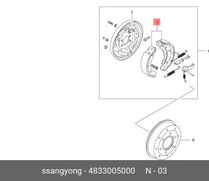 Колодки тормозные SSANGYONG Actyon (06-),Kyron (05-),Rexton (02-) задние барабан 4833005000 SSANG YONG