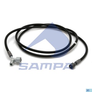 Шланг MAN подъема кабины L=2000мм (пластиковый) гайка М12мм/тройник (конус 6мм)  023195 SAMPA