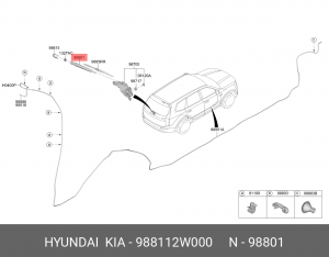 Рычаг стеклоочистителя HYUNDAI Santa Fe (16-) заднего OE 988112W000 HYUNDAI KIA