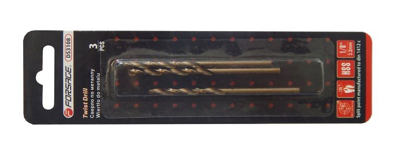 сверло по металлу! 2.4мм HSS+Co(3шт), в блистере\ FDS3332 FORSAGE TOOLS