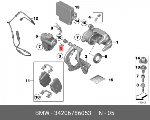 р/к суппорта заднего л./п.!\ BMW F10/F11/F12/F25 10> 34 20 6 786 053 BMW