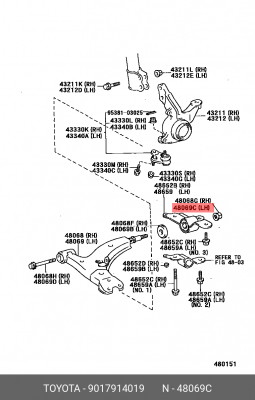 гайка! заднего поперечного рычага \ Toyota Camry 90179-14019 TOYOTA