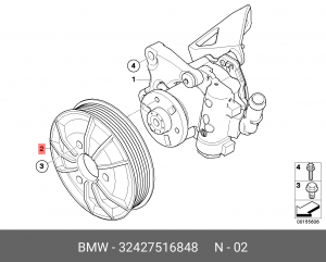 32427516848 ременный шкив !D=116MM \BMW 5' E60, LCI, E61, 6' E63, E64, 7' E65, E 32 42 7 516 848 BMW