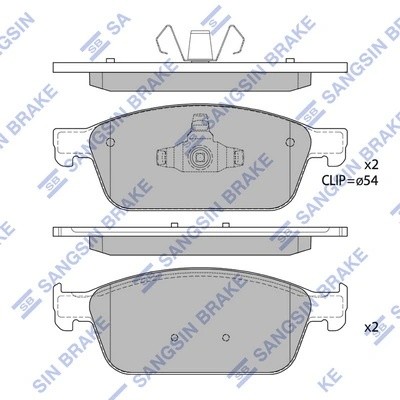 Колодки тормозные FORD Focus ST (12-),Kuga (13-) передние (4шт.) SANGSIN SP1886 SANGSIN