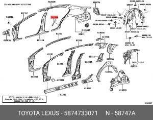 защитная накладка задней боковины кузова задняя правая!\ Lexus ES350 58747-33071 TOYOTA