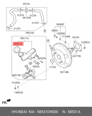 Крышка HYUNDAI Creta (16-) KIA Rio (17-) бачка тормозной жидкости OE 58531D9000 HYUNDAI KIA