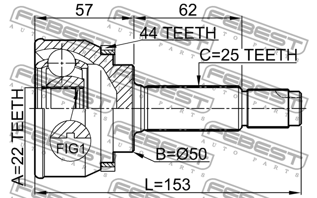 ШРУС внешний HYUNDAI ACCENT II 0410-004A44 0410-004A44 FEBEST