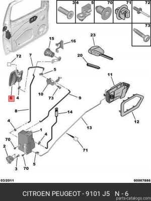 ручка двери передняя правая!\ Peugeot Partner/106, Citroen Berlingo/Saxo 9101 J5 CITROEN PEUGEOT
