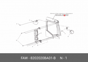 Зеркало боковое FAW J6,4180,4250 правое OE 8202020BA01B FAW