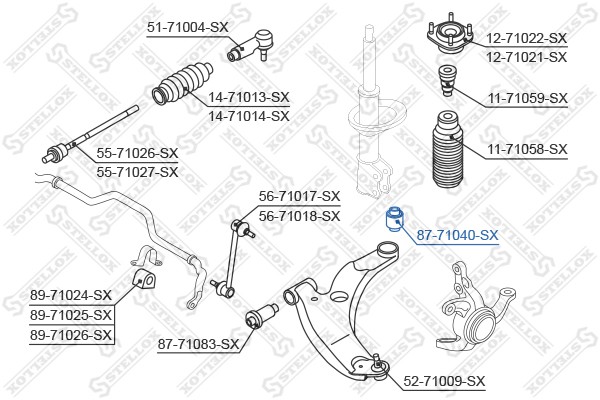 сайлентблок рычага зад.!\ Mazda 323 BJ 98> 87-71040-SX STELLOX