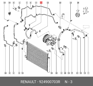 Трубка кондиционера RENAULT Kaptur OE 924900703R RENAULT
