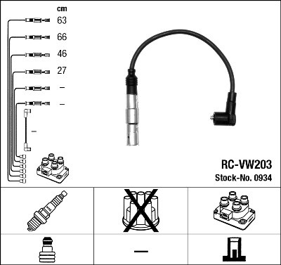 RC-VW 203 к-кт проводов!\ Audi A3/A4, VW Bora/Golf/Polo 1.6i 95> RCVW203 NGK
