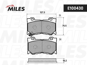 Колодки тормозные передние (Смесь Semi-Metallic) INFINITI FX35/37/50 08-/GS35/37 E100430 MILES