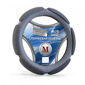 оплетка на руль! спонжевая, SP-426M-GR, размер M, серый\ A78720S AVS