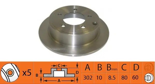 Диск тормозной задний MITSUBISHI ASX 10-/OUTLANDER 06- BR53103 BR53103 SB NAGAMOCHI