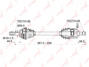 привод левый!\ Audi A3 1.6/2.0FSI 03-12 CD-1135 LYNXAUTO