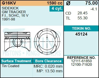 Поршень TEIKIN 1шт 45124STD TEIKIN