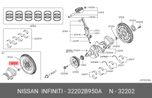 Втулка коленчатого вала 32202-B950A 32202-B950A NISSAN