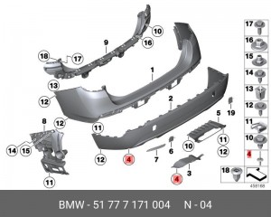BMW X3/X5 5,8*18*20 пластик 51 77 7 171 004 BMW