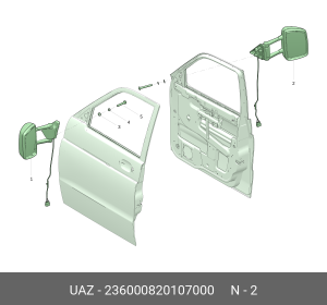 Зеркало боковое УАЗ Профи правое (стандартная платформа) (ОАО УАЗ) 236000820107000 UAZ UAZ
