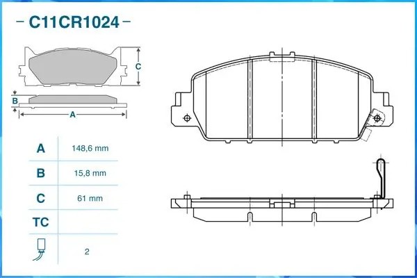 Тормозные колодки передние Low Metallic C11CR1024 C11CR1024 CWORKS