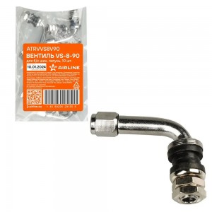 Вентиль для б/к шин  VS-8-90 разбор.  D-11,5mm L-65,5mm  14 Bar угловой  4шт ATRVVS8V90 AIRLINE