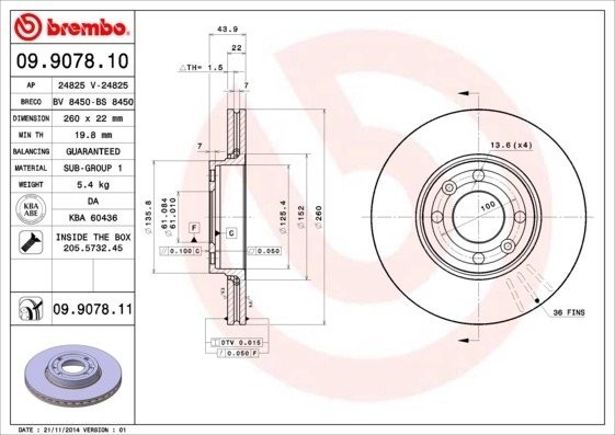 Диск тормозной Brembo Painted Disc 09.9078.11 09.9078.11 BREMBO