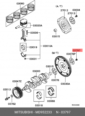 БОЛТ С ШЕСТИГРАННОЙ ГОЛОВКОЙ MD952233 MD952233 MITSUBISHI