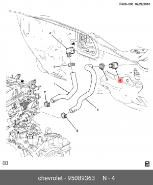 Фланец CHEVROLET Aveo системы охлаждения OE 95089363 GENERAL MOTORS