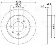 Диск торм. Hyundai Elantra (00-)/Matrix (01-) зад. d=258 (DF 084612)  2шт DF084612 TRIALLI