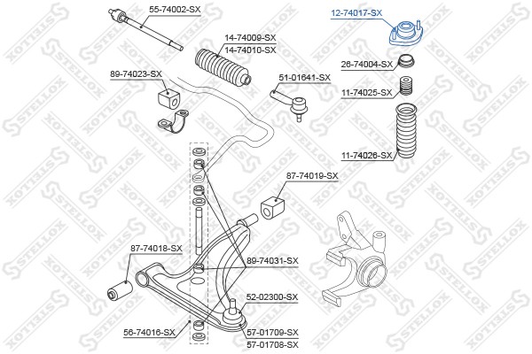 опора амортизатора переднего!\ Nissan Micra/March all 92-02 12-74017-SX STELLOX