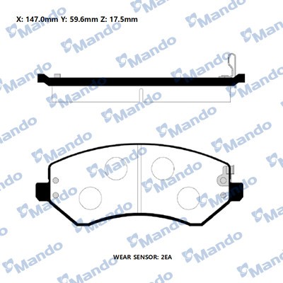 Колодки тормозные CHRYSLER Voyager 3 JEEP Cherokee KJ передние (4шт.) MANDO MPJ01 MANDO