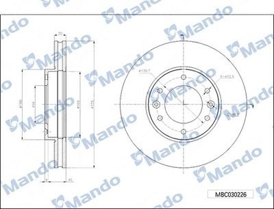 Диск тормозной KIA Mohave (07-) передний (1шт.) MANDO MBC030228 MANDO