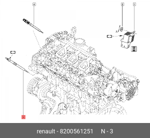 СВЕЧА НАКАЛИВАНИЯ (ДИЗЕЛЬ)BOUGIE PREC 8200561251 8200561251 RENAULT