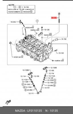 Болт MAZDA 3,5,6 головки блока OE LF01-10-135 MAZDA