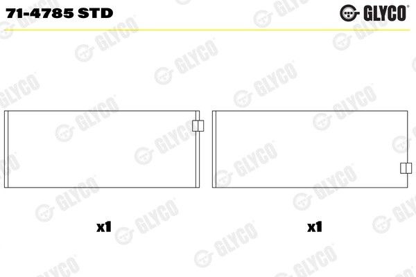 Вкладыши шатунные (ломаный шатун) Sputter STD DAF (1621000 + 1457000) Glyco 714785STD GLYCO