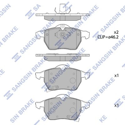 Колодки тормозные дисковые SAAB 9-3 2.0-2.2TiD 98-02/ 9-5 all 97 SP1757 SP1757 SANGSIN