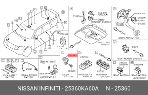 КОНЦЕВИК ДВЕPИ 25360-KA60A 25360KA60A NISSAN