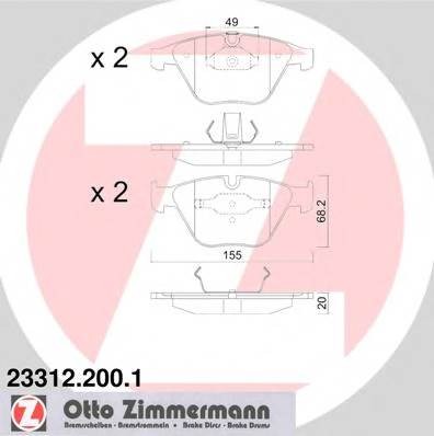 колодки дисковые !перед. 155x68x20 \ BMW E65/E66 3.5i/4.5i/3.0D/4.0D 01> 233122001 ZIMMERMANN