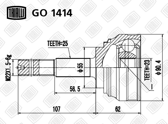 ШРУС Nissan Almera N16 (00-) (наруж.) (GO 1414) GO1414 TRIALLI
