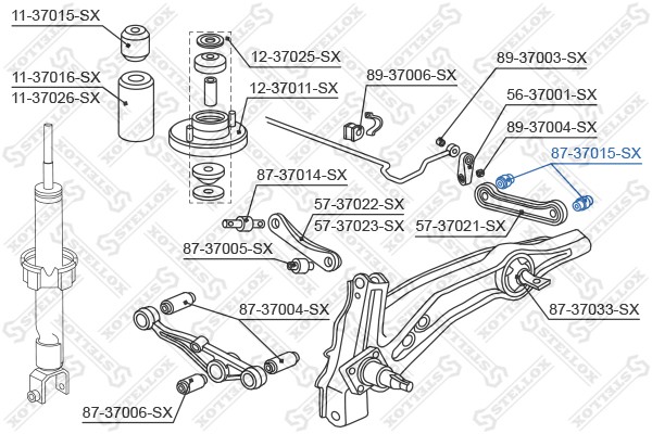 сайлентблок зад. попереч. тяги!\ Honda Civic all 91-95 87-37015-SX STELLOX