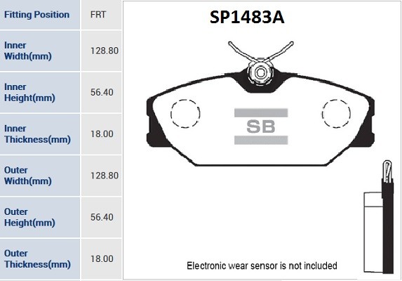 Колодки тормозные передние Renault Laguna 1.9DCi/Megane 1.8i/1.9DCi 99-02 SP1483 SP1483A SANGSIN