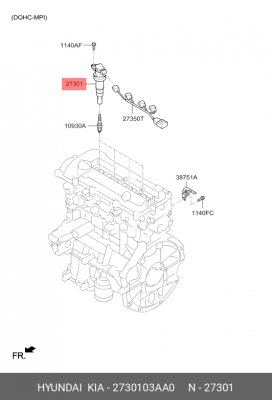 Катушка зажигания HYUNDAI i30 (16-) KIA Ceed (16-) (1.4 TCI/GDI) OE 2730103AA0 HYUNDAI KIA